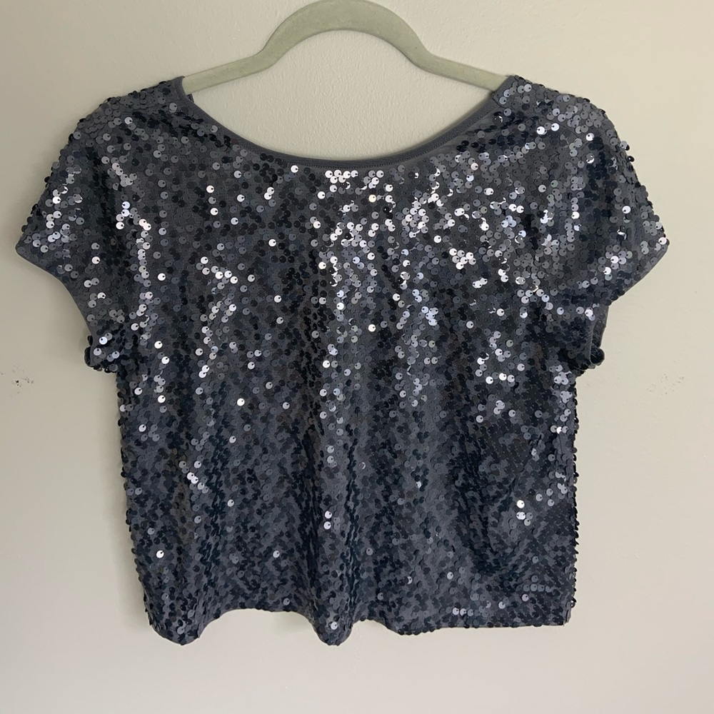 Sequined gray crop top by Express